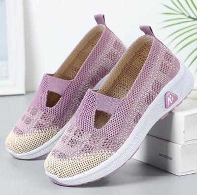 Женская дышащая и удобная обувь, модные тканевые вязаные кроссовки, туфли на плоской подошве, женская обувь, обувь для вождения