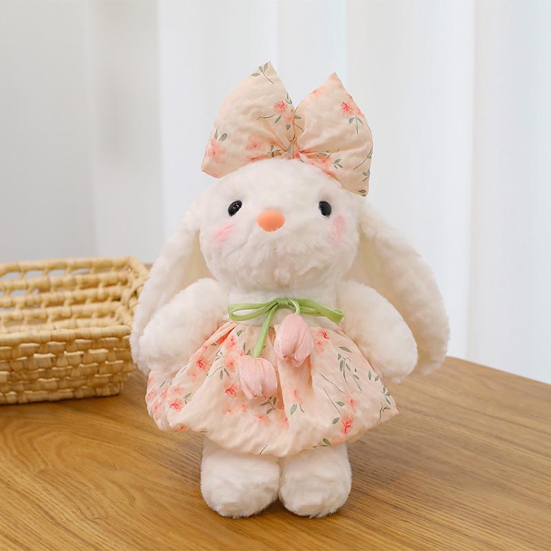 Floral Rabbit Plush Toy With Pp Cotton Filling For Children And Couples Gift