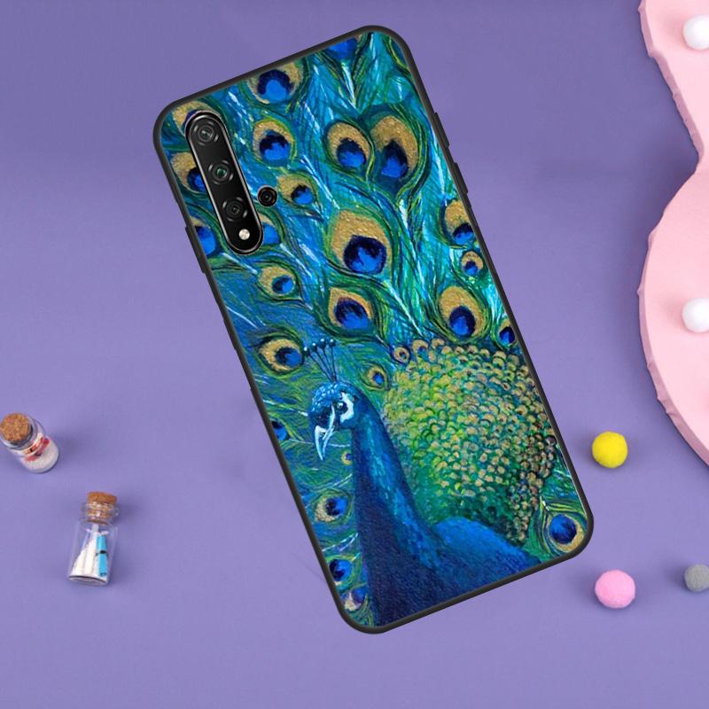 Чехол с изображением перьев павлина для Huawei P30 P20 P40 Lite Nova 5T 11i 8i 3i 9 10 SE 11 Pro Y90 Y70 Y61 Y60 Y91