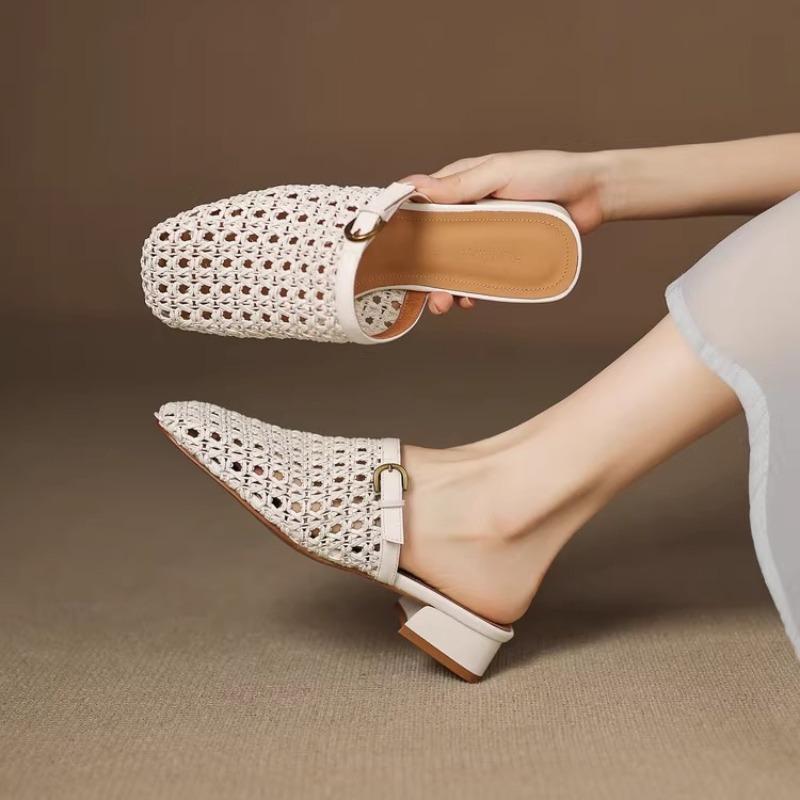 2025 Сетчатые туфли-тапочки с вырезами, дышащие, с закрытой пяткой, летние, новые, с круглым носком, закрывающие стопу, нескользящие, износостойкие