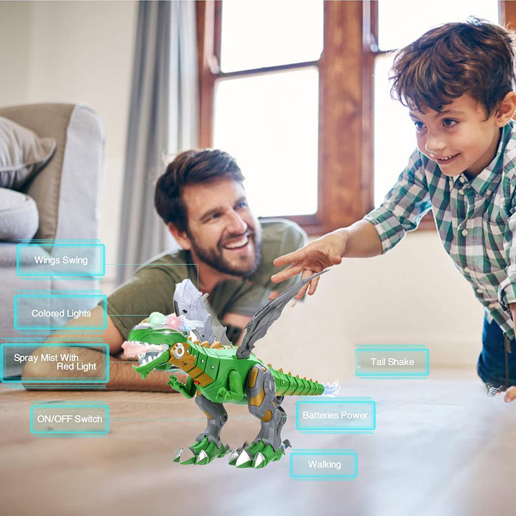 Mist Spraying Robot Dragon Toy Kids Walking Dinosaur Breathing Water Spray with Lights and Sounds