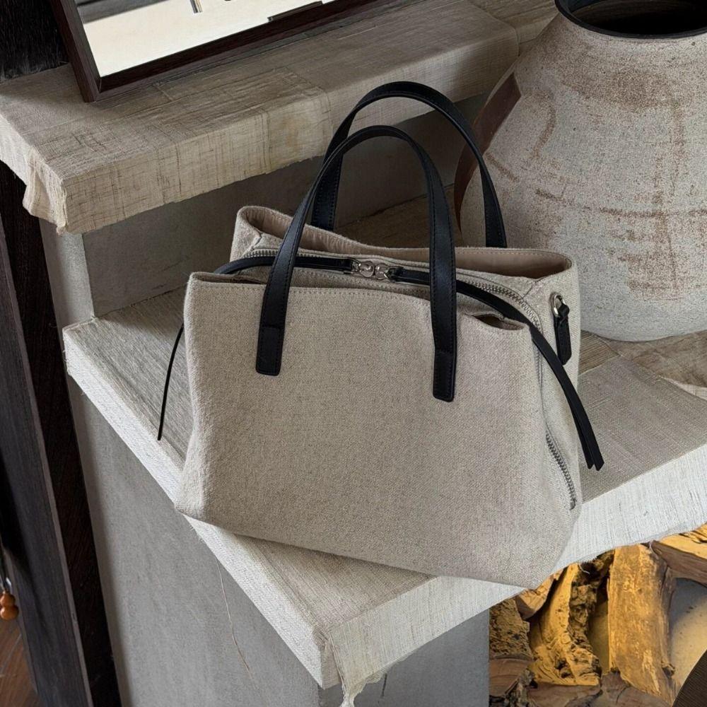 Waterproof Canvas Shoulder Bag Multi-layer Multiple Compartments Handbag Computer Bag  Shopping
