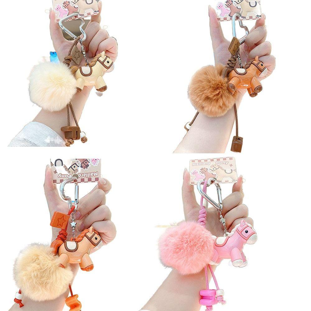 with Ball Horse Keychain Chinese Style New Year Keyring Cute Plush Pony Keychain  Kids Gifts