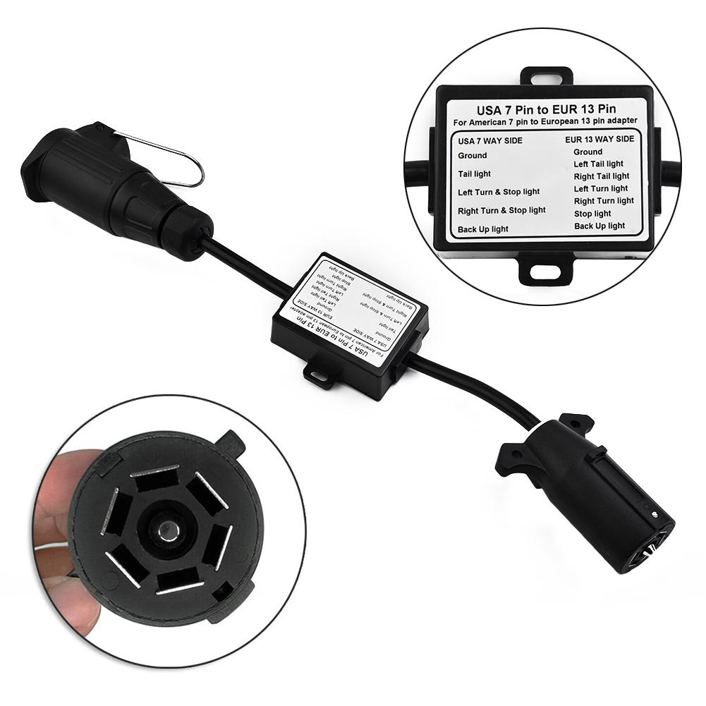 To EU Trailer Light Converter US 7-Way Blade Socket To EU 7-Pin Round Plug Separation Brake Light Circuit Connector Adapter
