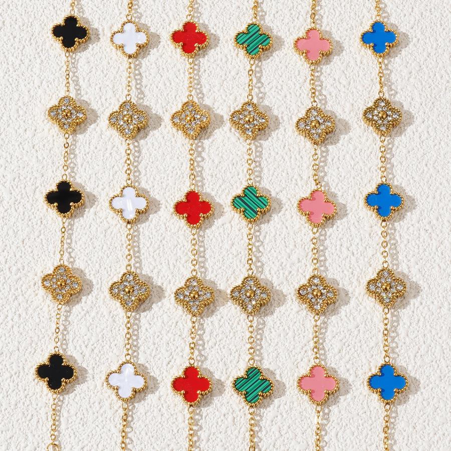 18k High-Grade Titanium Steel Bracelet Premium Feeling Women's Four-Leaf Clover Bracelet Fashion Hand Jewellery