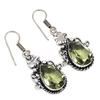 Green Amethyst Gemstone Handmade Gift For Her Silver Jewelry Earrings 1.5''