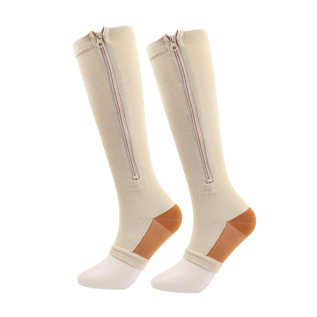 Zippered Compression Socks Thigh-High Zipper Toeless Design Compression Stockings for Men & Women High Quality Nylon Fabric