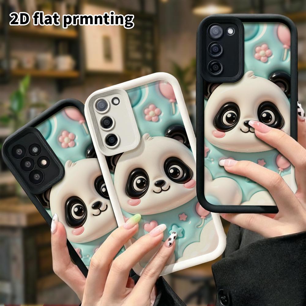 Phone case: 2D flat, suitable for Samsung Galaxy A34 A35 M05 M06 S20 S22 S21 FE Plus 5G protective case, panda big head, perfect Christmas and Hallowe