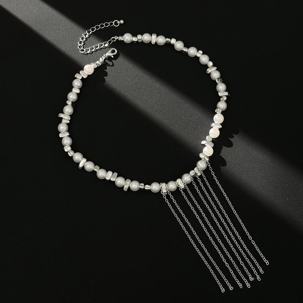 Изысканное барочное колье Salircon с имитацией жемчуга и кисточками, женское, в стиле бохо, регулируемая, нестандартная цепочка на ключицу с бусинами, украшение в стиле Y2K.