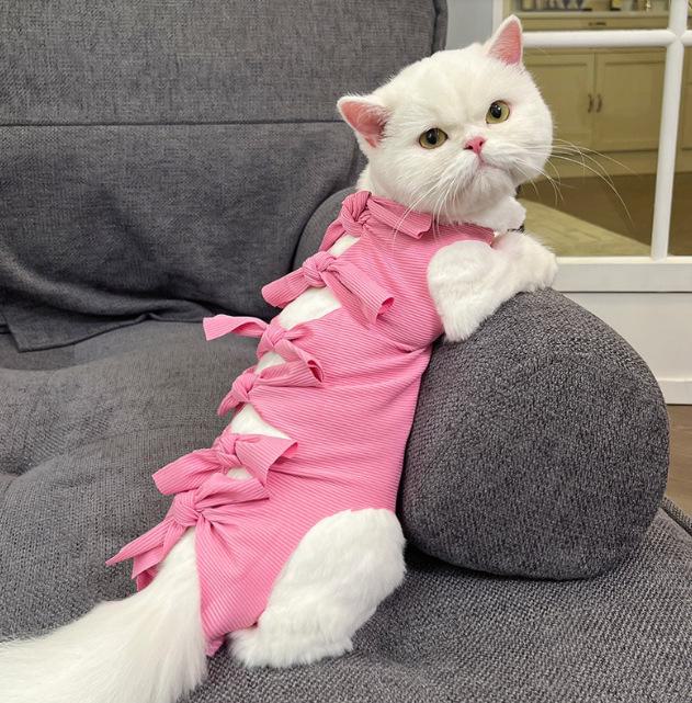 Дышащая, эластичная, устойчивая к укусам и вылизыванию одежда для кошек после стерилизации.