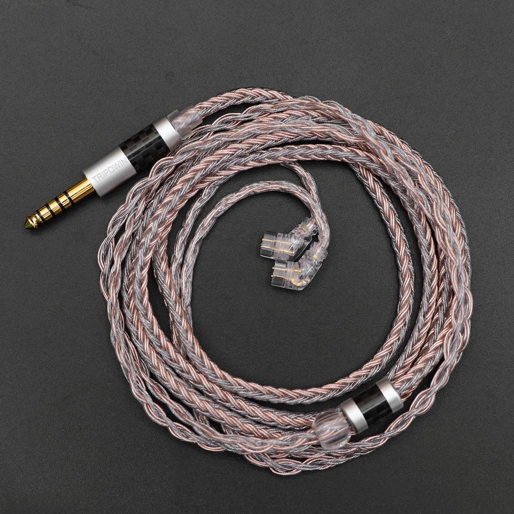 TRIPOWIN Jelly Upgrade HiFi Кабель для наушников OCC Кабель из медной проволоки с графитом OCC Кабель Смешанное плетение 21-жильный - Посеребренный + & + (Разъем QDC, 4,4 мм)