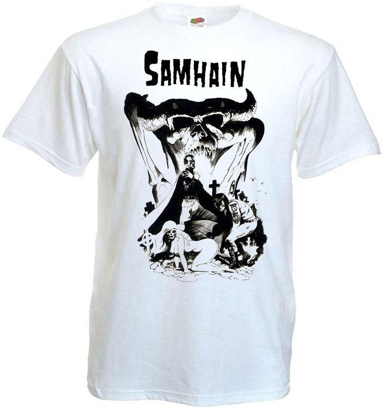 Samhain V2 White Vintage Poster Horror Punk Band Unisex T-Shirt