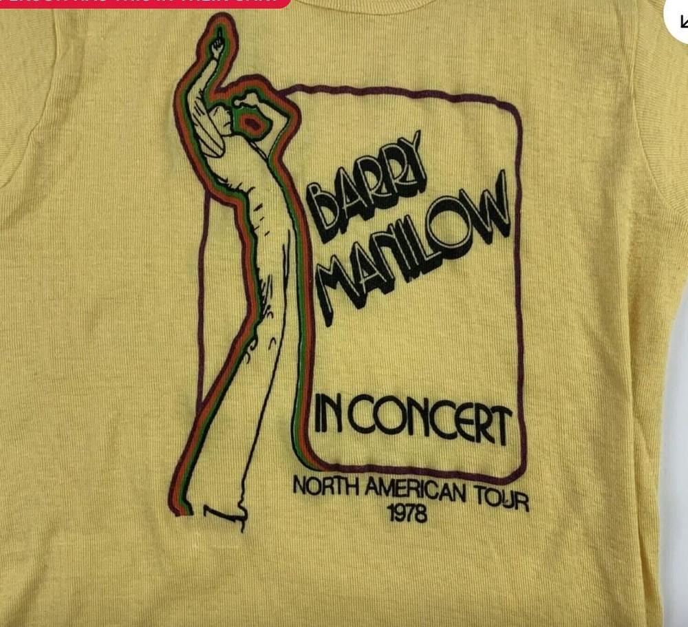 Винтажная футболка Barry Manilow с коротким рукавом, желтая, горячая, унисекс
