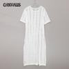 Летние женские ретро полые сплошные цвета с короткими рукавами, прикрывающие темперамент, средние длинные свободные платья с круглым вырезом