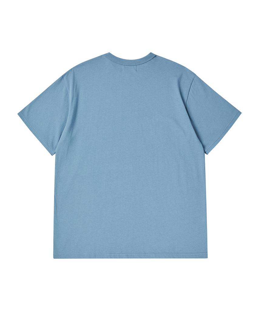 BEYOND CLOSET Nomantic Original Logo Vintage Print Short Sleeve T-Shirt Teal Blue