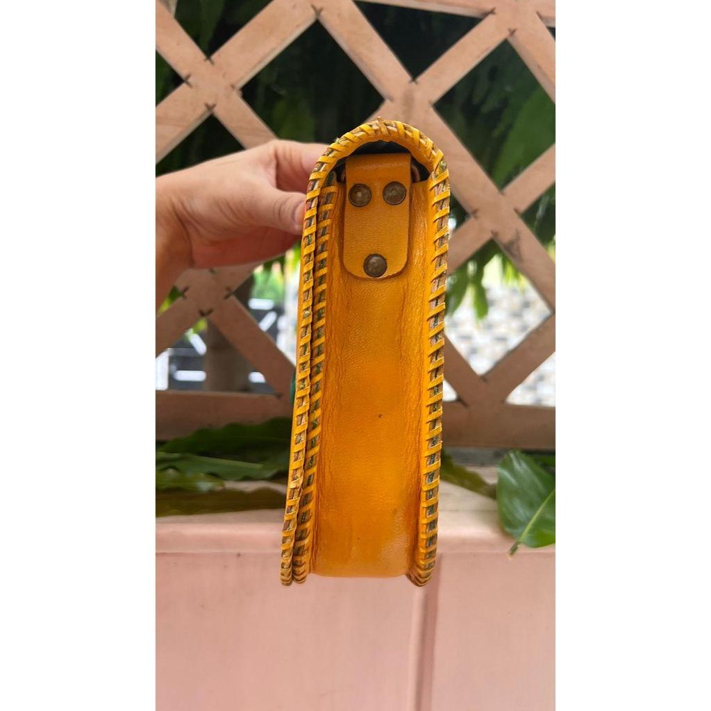 Leather Bag Unique Yellow Buffalo Leather Bag With Beautiful Stone Crossbody Bag Side Bag Ladies Bag Small Travel Bag