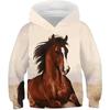 Sweatshirts 3d Printed Horse Graphics Long Sleeves Hoodies Kids Novelty Unisex Tops Loose Comfortable Autumn Winter Pullover