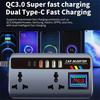 DC 12V/24V To AC 220V 200W Car Inverter PD+QC3.0 Dual Type C+4 USB Ports Phone Charger Cigarette Lighter Power Adapter 9 In 1