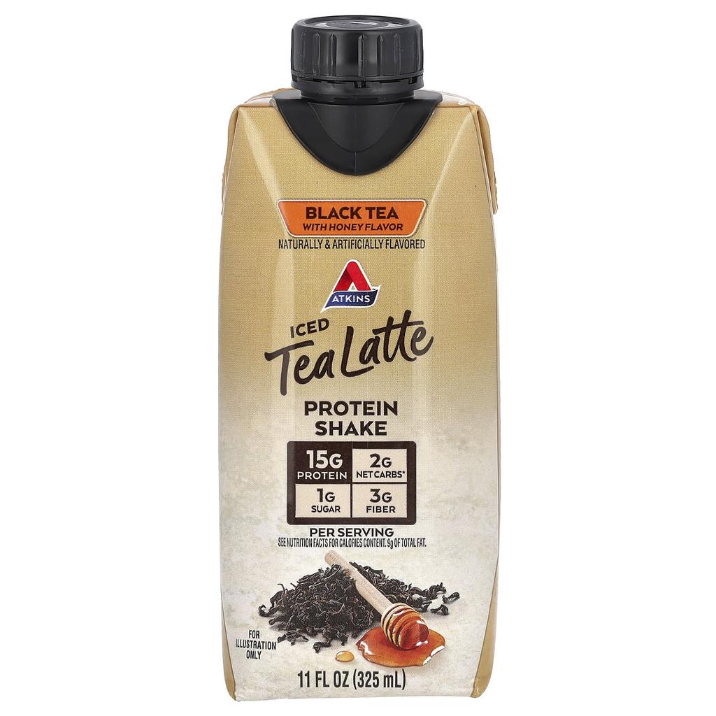 Atkins Iced Tea Latte Protein Shake, Black Tea with Honey, 4 Shakes, 11 Fl Oz (325 Ml) Each