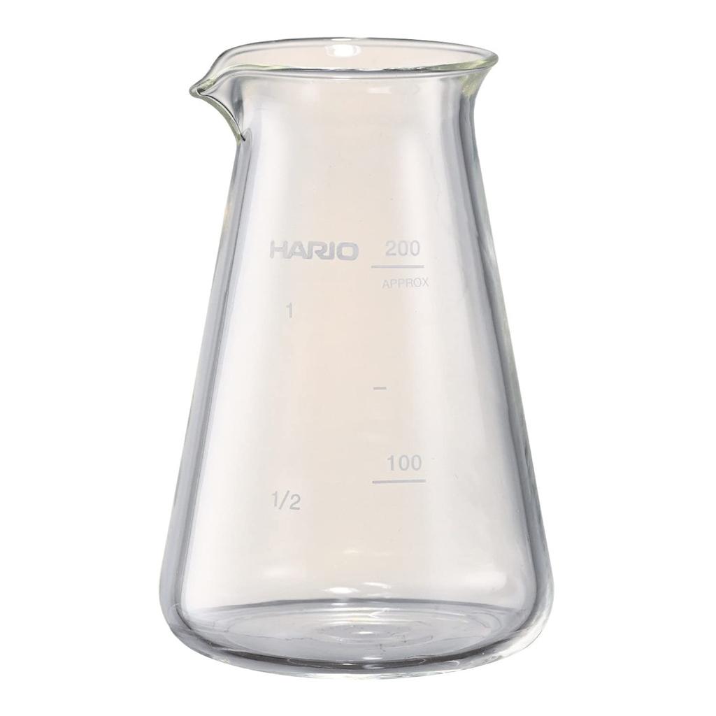 Hario Conical SAKE Pitcher Crafts Science Practical Capacity 200ml Beaker Server with Measuring Memory Transparent Heat Resistant Glass Made In Japan
