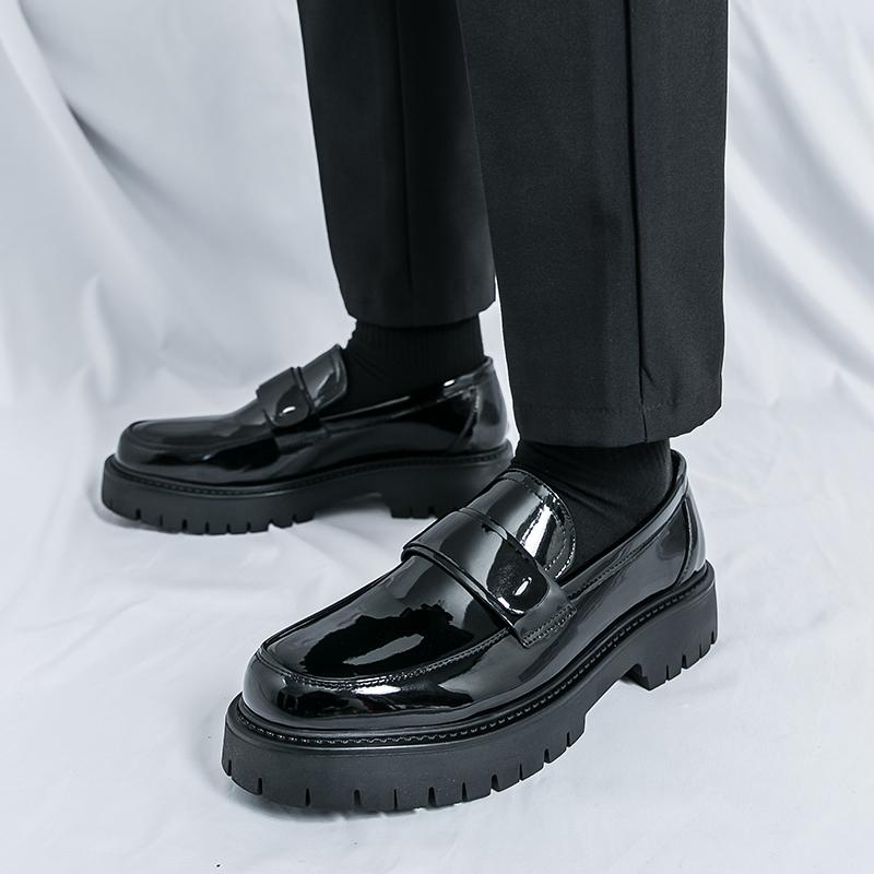 Новые мужские модные лоферы Черные Белые ПУ Толстая подошва Дышащая обувь Мужские Удобные Модные Кожаные туфли с большим пальцем 38-46