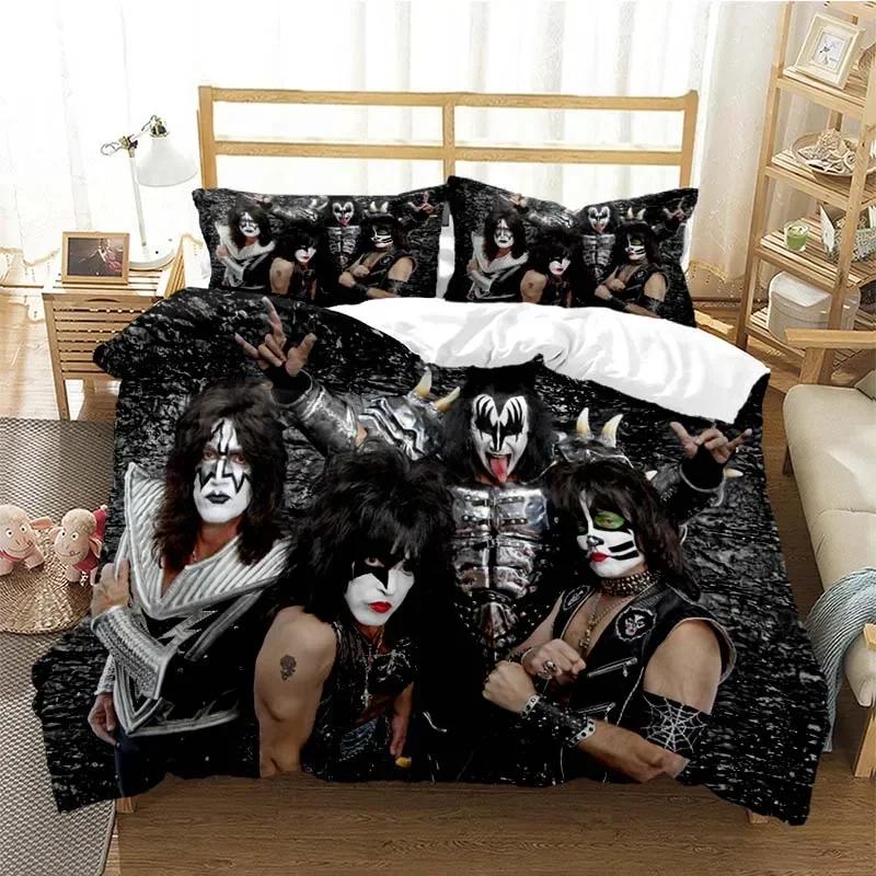 Kiss Band Fashion Comfortable Duvet Quilt Cover Pillowcase Bedding Set Children Bedroom Decoration Home Textile