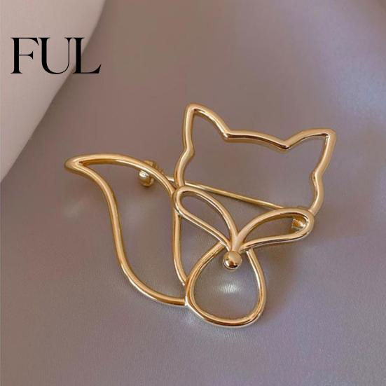 Bag Accessory Pin Women Brooch Hollow Fox Decor Stainless Exquisite Anti-slip Wear-resistant Anti-oxidation Jewelry Coat Collar Hat Scarf Decoration