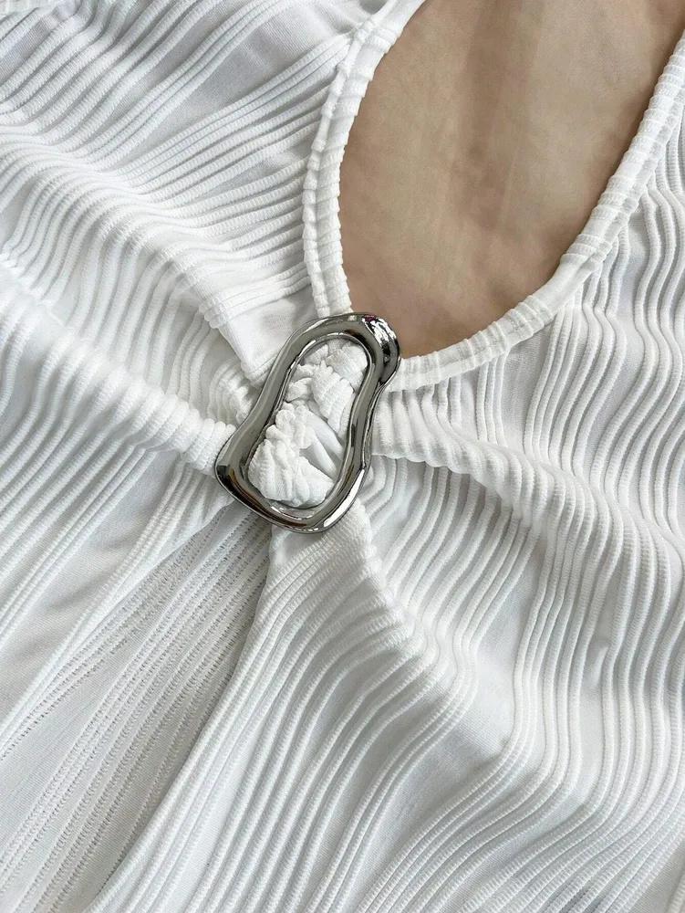 Майка phumee Халтер Металлический V-образный вырез A2414