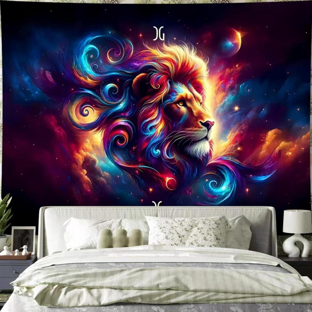 Tapestry of the zodiac sign Leo on the wall