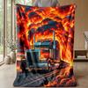 Fiery Truck Express Theme blanket Lightweight Warm Flannel Blanket Decorative Throw Blanket for Home Decoration