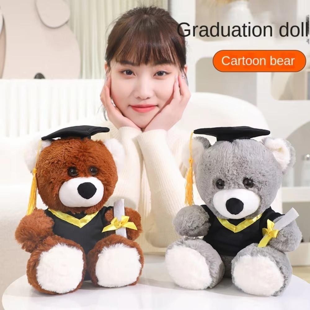 Stuffed Soft Graduation Bear Doll 25cm Sitting Bear Doll New Plush Dr. Bear Graduation Gift