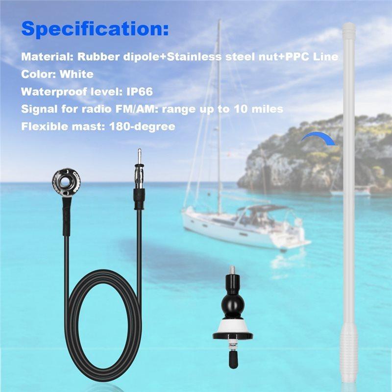 B-Best-Selling-Universal Marine Radio Antenna AM/FM IP66 Waterproof Design For Car ATV UTV RV Truck Yacht