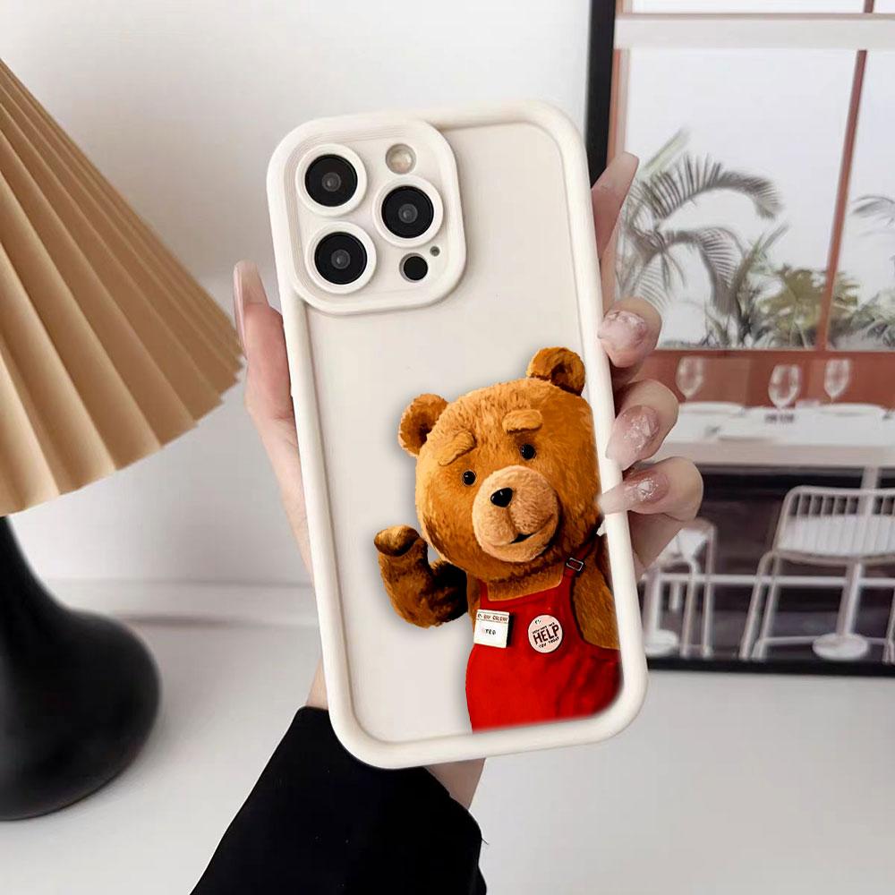 Мультяшный Медведь T-Teddy Чехол для Телефона для iPhone Apple 17 AIR 16 16E 11 12 13 14 15 XR Plus Pro Max Чехол Своими Руками TPU Ударопрочный Чехол Capa