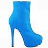 Women Boots Autumn Winter Fashion 14cm Sexy Ankle Boots Leather Pumps Round Toe Platform High Heels Wedding Shoes Plus Size 43