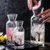 Nordic Color-Changing Cherry Blossom Glass Bottle – Heat-Resistant Transparent Juice & Milk Bottle
