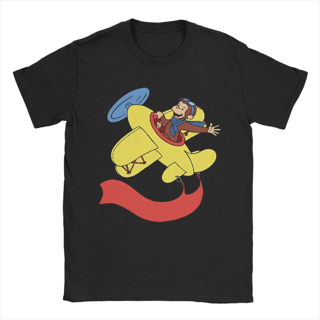 Cartoon Banana Cute Brown Monkey T Shirt Cotton Fun T-Shirts Crewneck Curious George Tees Short Sleeve Clothes Plus Size