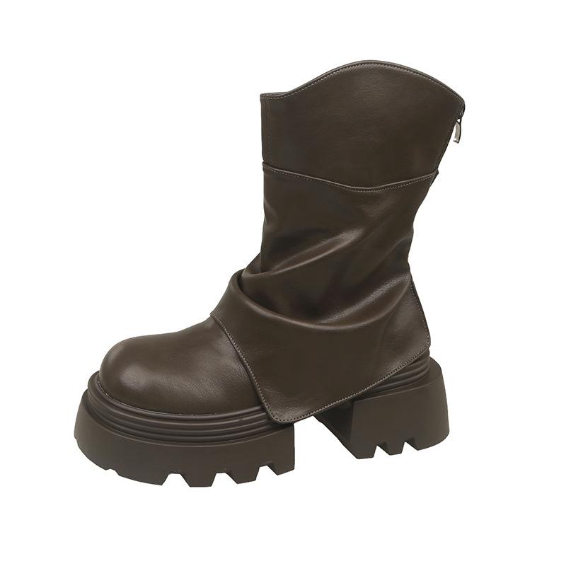 Драгоценные крутые модные юбочные ботинки женские короткие ботинки 2025 осень и зима новые тонкие ботинки Мартина на толстой подошве, ботинки-маффины, ботинки-брюки