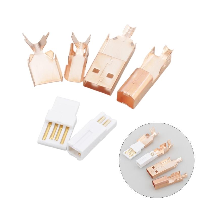 1Set Rose Gold USB A and B Jacks Connectors Supporting USB2.0 480Mbps Transfer for High Fidelities Sound Applications