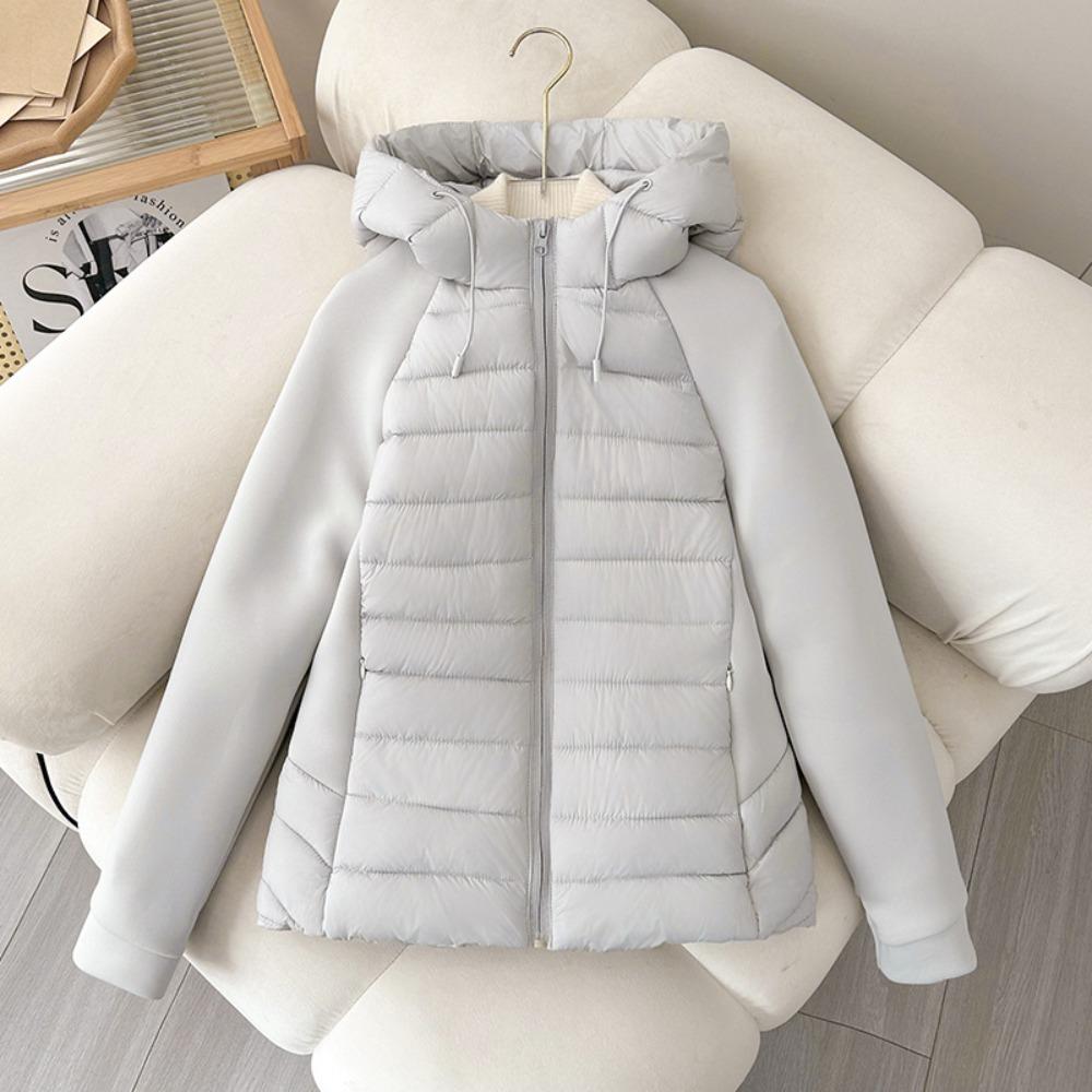Women's Hooded Long Sleeve Coat Fitted Casual Lightweight Puffer Jacket for Winter Wear