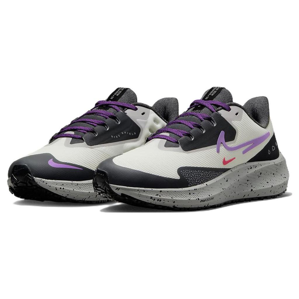 Nike Air Zoom Pegasus 39 Shield Light Bone Vivid Purple Women Sneakers Cream Cobblestone Dark-Smoke-Grey DO7626-003