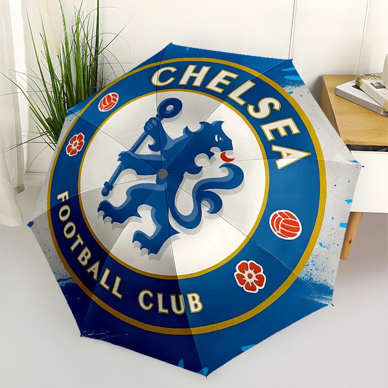 Chelsea Football Club Crest- Automatic Opening and Closing, 8-rib Structure Portable Umbrella, Suitable for Men and Women in All Seasons - P