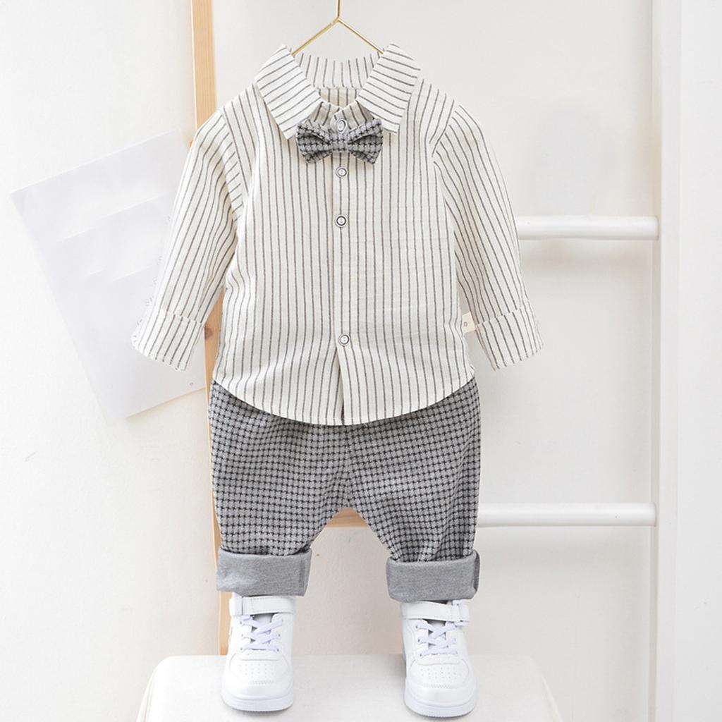 Модный костюм для мальчиков, комплект из трех предметов для новорожденных и детской одежды