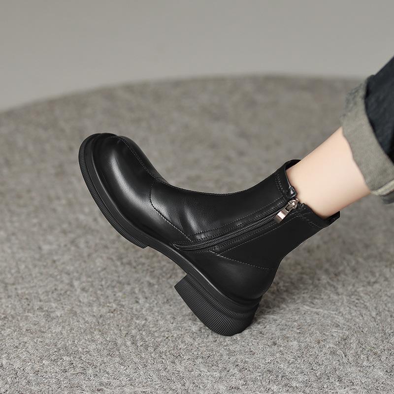 Осенне-зимние женские ботинки Мартин на толстой подошве, нескользящие, больших размеров, с боковой молнией, на низком каблуке, удобные, новая корейская версия, средние
