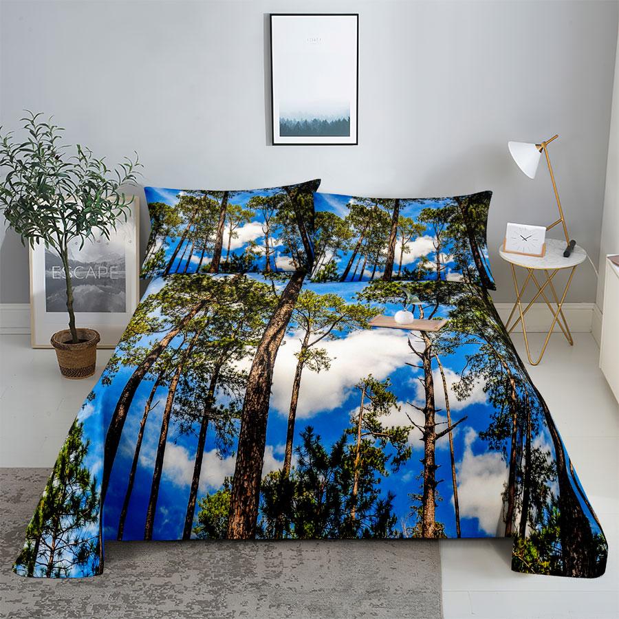 Comforter Scene Bed Sheet And Bedding Linens Queen King Double Size 220X240 Trees For Bedroom Soft Twin Full Single