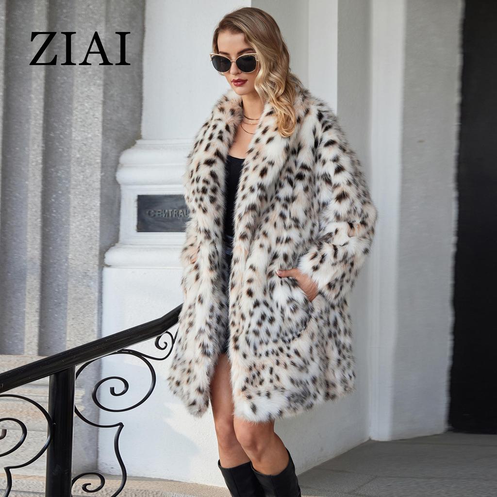 ziai Длинное искусственное меховое пальто для женщин 2024 года, зимняя свободная меховая куртка-кардиган большого размера, стильное женское роскошное меховое пальто для девочек ZN-30183