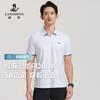 Langdeng Men's Summer Refreshing Cotton and Hemp Half Zipper Collar Business and Leisure Polo Shirt
