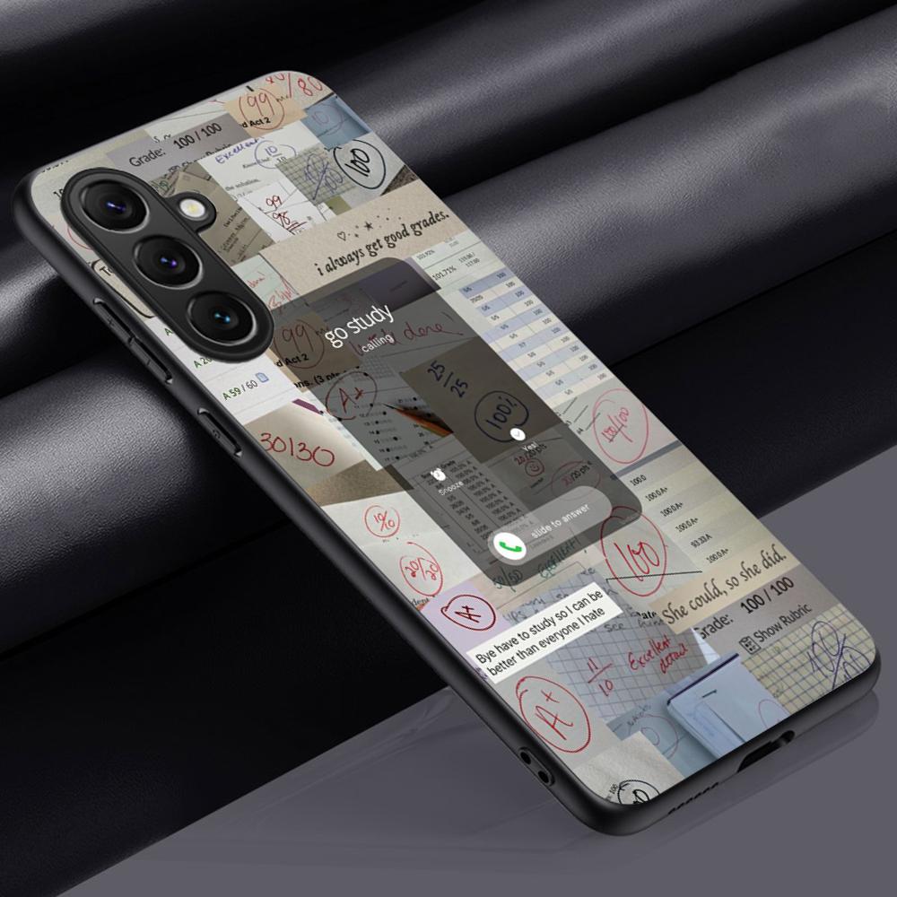 Модный чехол для телефона с узором в стиле 'ins' и хорошими оценками для Samsung Galaxy S26 S25 S24 S23 S22 S21 Plus Ultra Note20, мягкий, черный