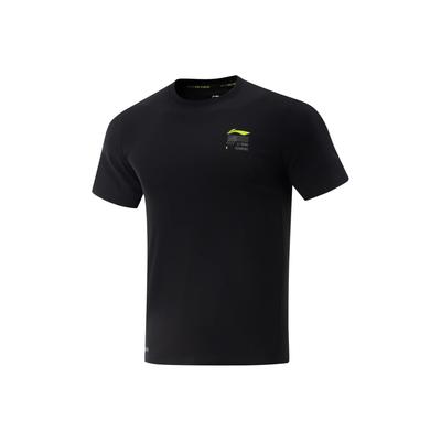 Li Ning Беговая серия Пуловер с круглым вырезом Удобный Универсальный С принтом букв Повседневный Простой Спортивная футболка с коротким рукавом Мужская футболка ATSV087-1