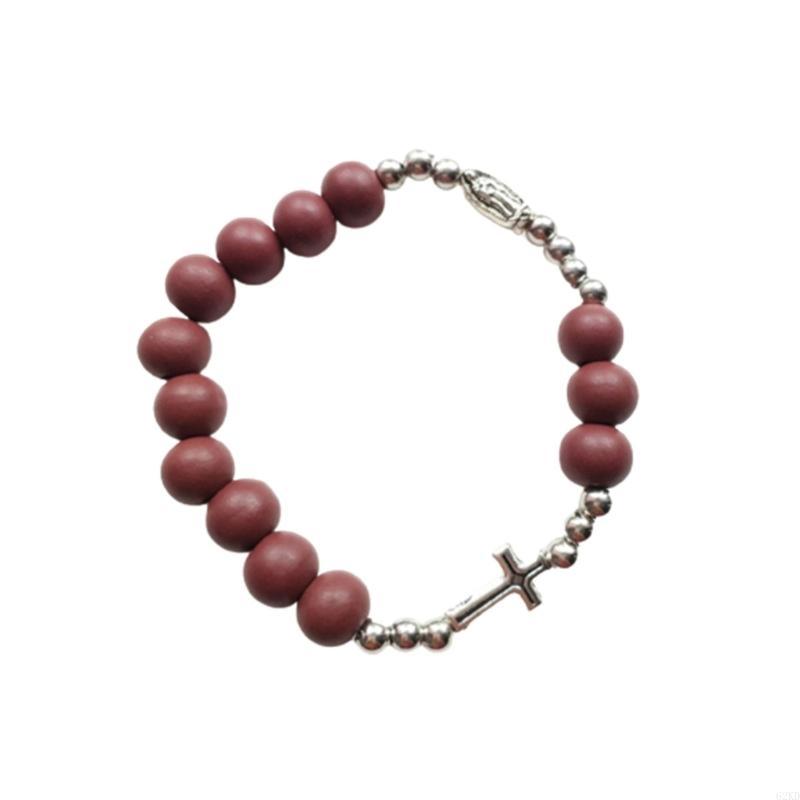 62KD Католическая цепочка на палец Винтажный розарий Розарии для крещения Браслет для крещения