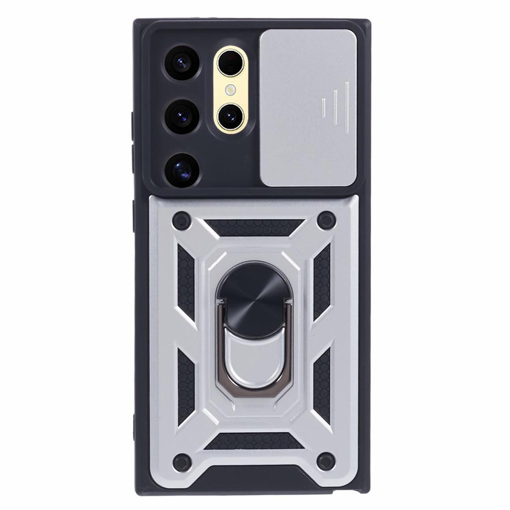 Для Samsung Galaxy S24 Ultra Чехол-подставка с защитой линз и выдвижным объективом